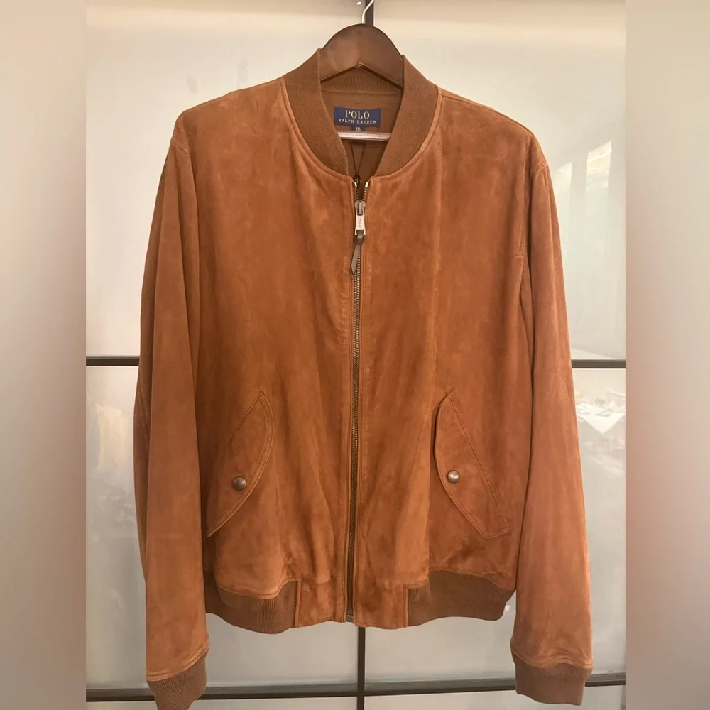 NWT NEW Men's Ralph Lauren Polo Gunners Suede Bomber Leather Jacket - Picture 5 of 5